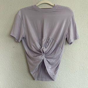 Lululemon modal-silk blend Tie front yoga T-shirt in faint lavender